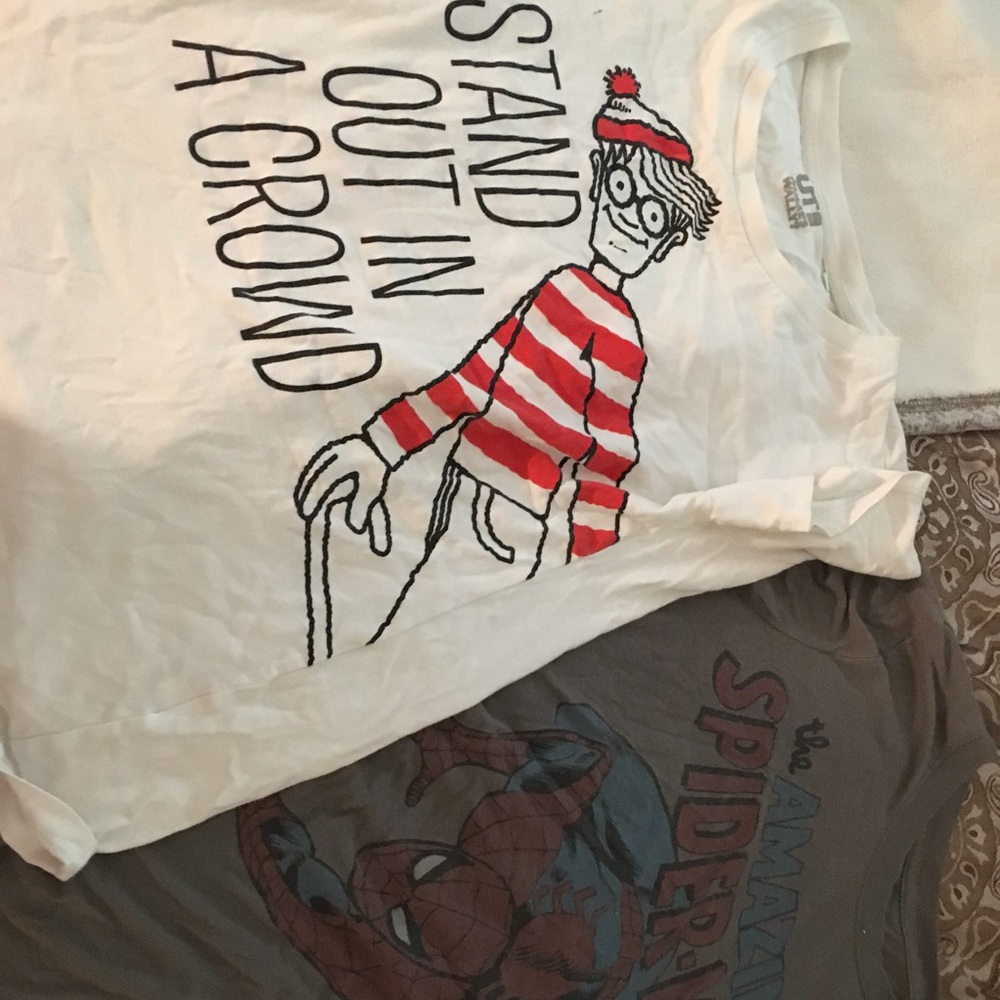 Spider-Man shirt and where is Waldo shirt .